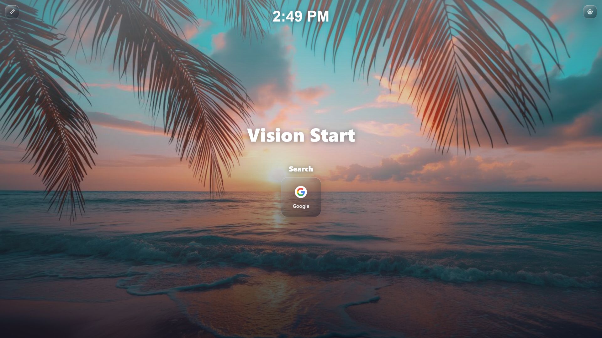 Vision Start liquid glass home