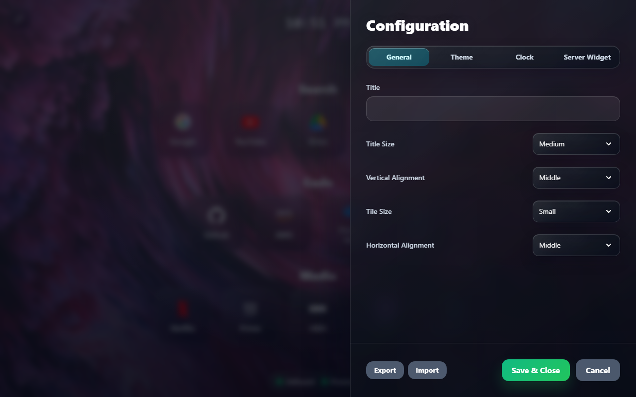 Vision Start configuration
