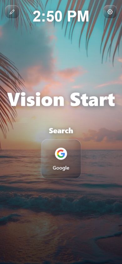 Vision Start liquid glass mobile
