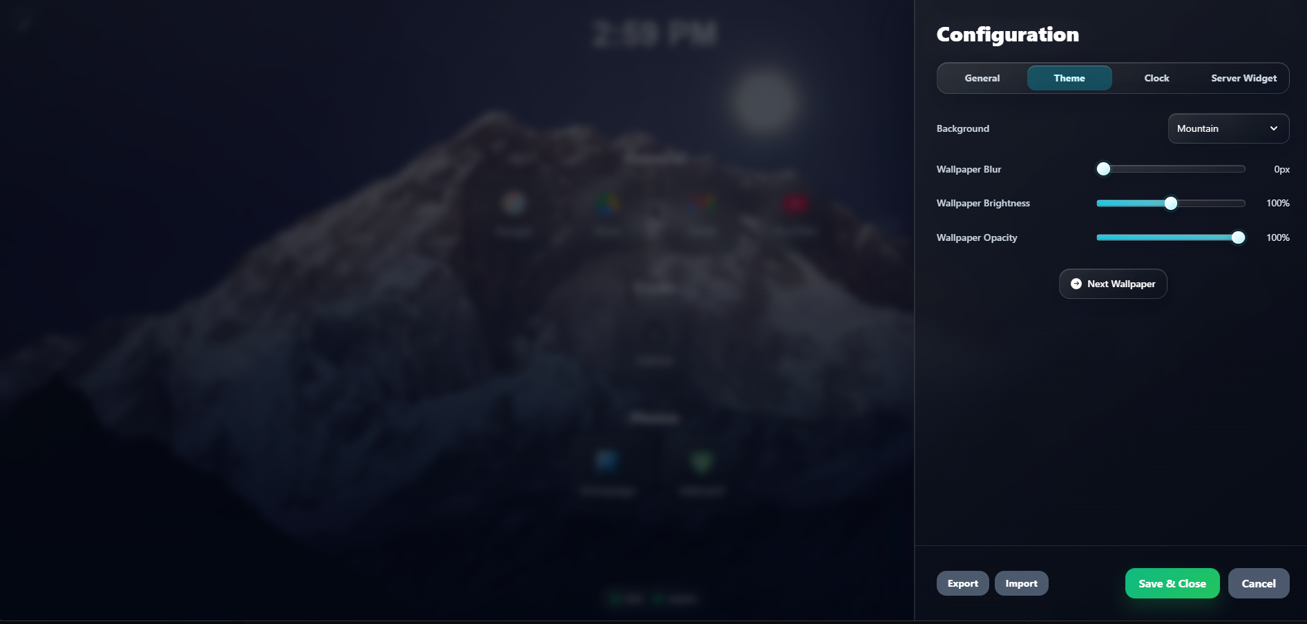 Vision Start configuration